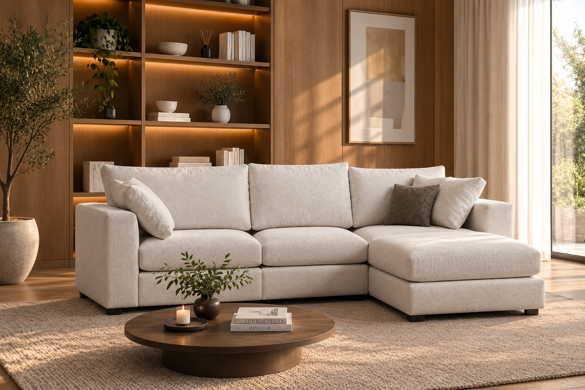 Canapé Julia Modulable Chenille  3+1 Pouf