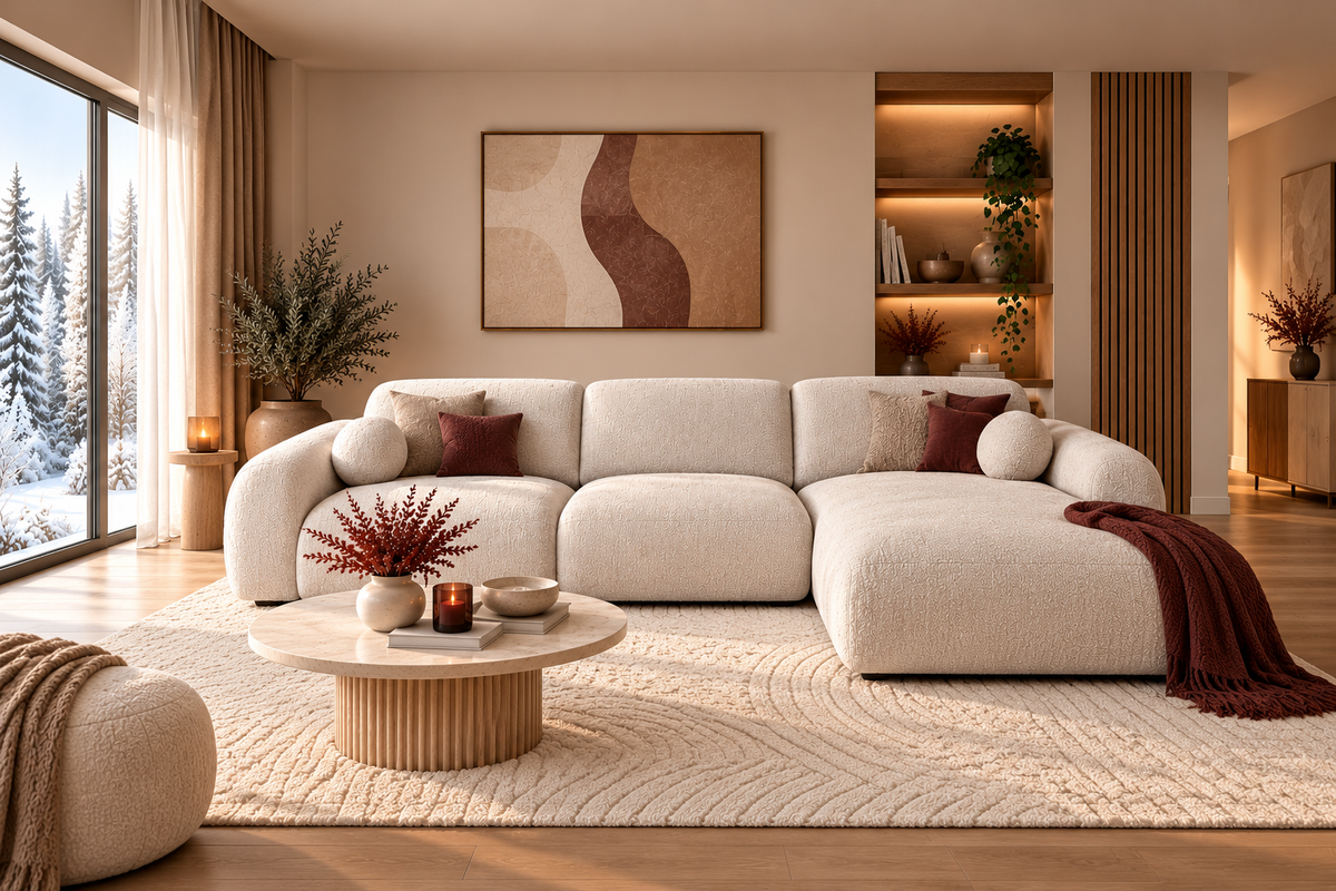 Canapé d'angle Cloud Tissu Marbella Crème