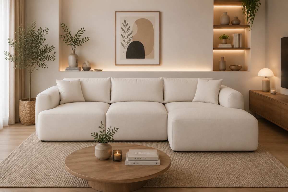 Canapé Mila Modulable Velours Blanc cassé