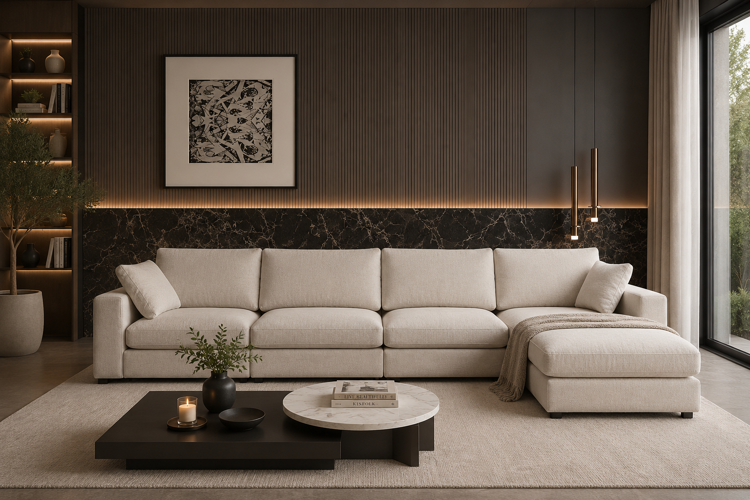 Canapé Julia Modulable Chenille  4+1 Pouf