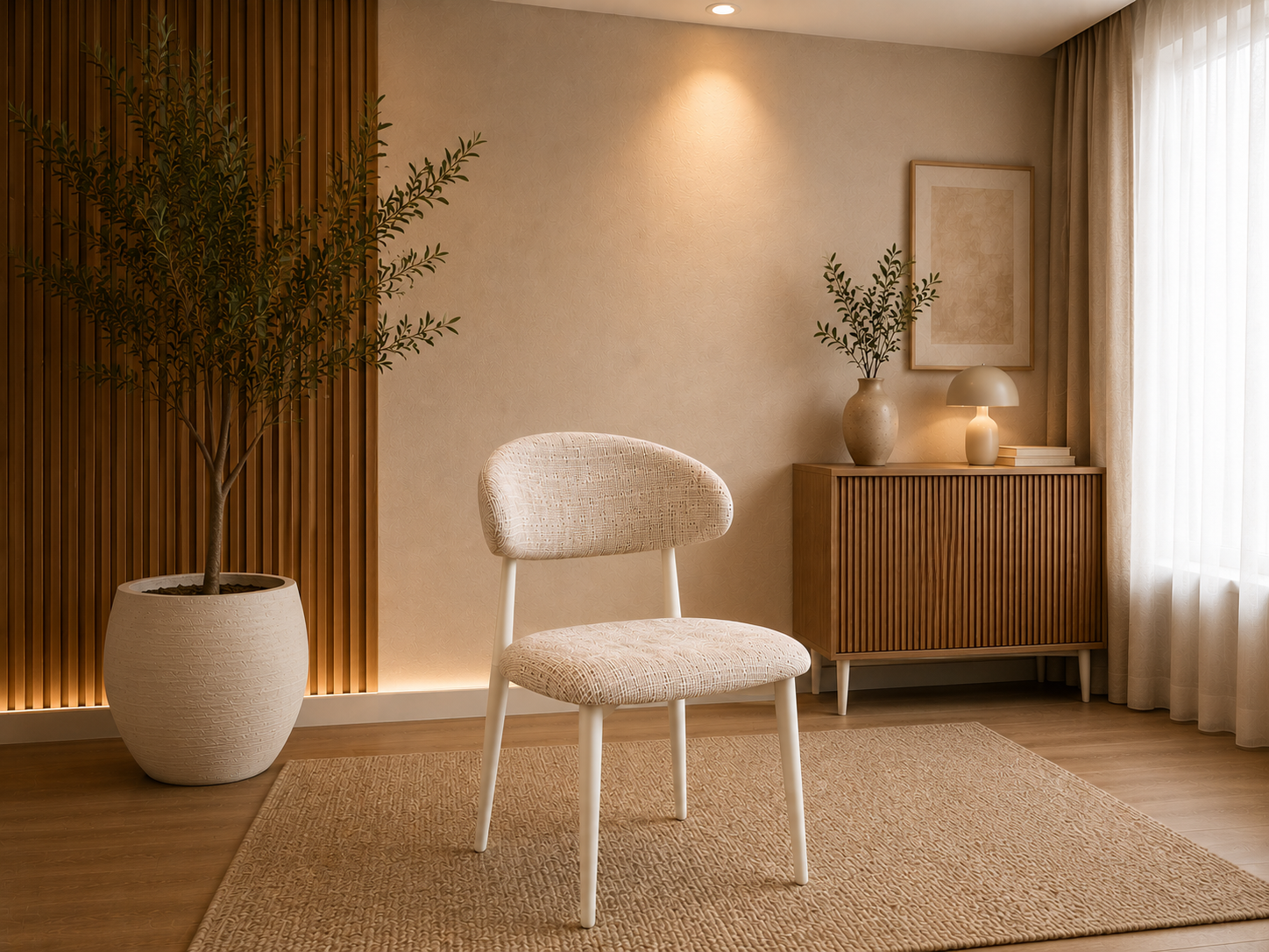 Chaise Bohème Noyer Marbella pied Beige