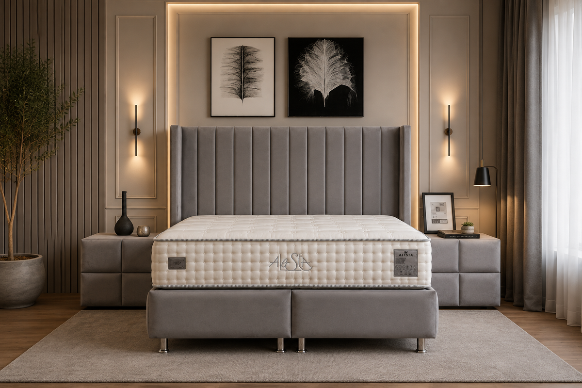Lit Coffre TOKYO GRIS - Velours