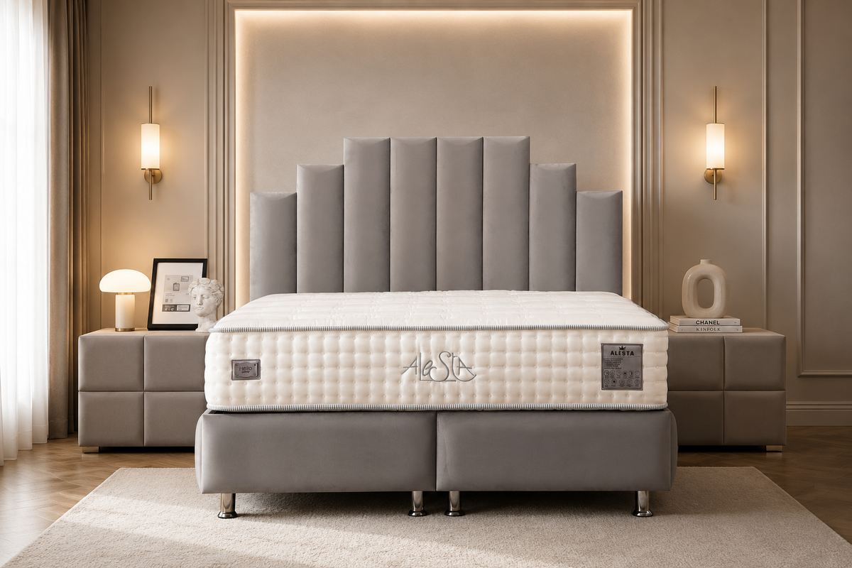 Lit Coffre NATURA GRIS - Velours
