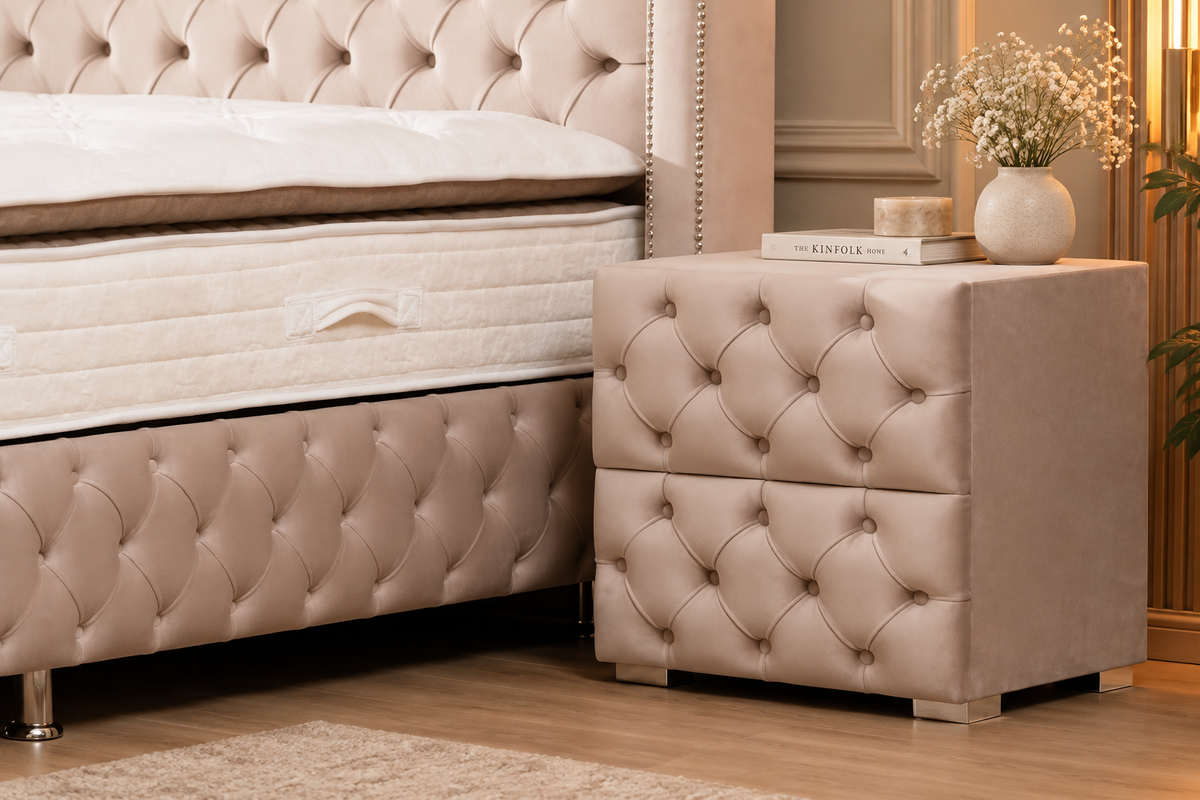 Chevet CAPITONNÉ Velours Beige