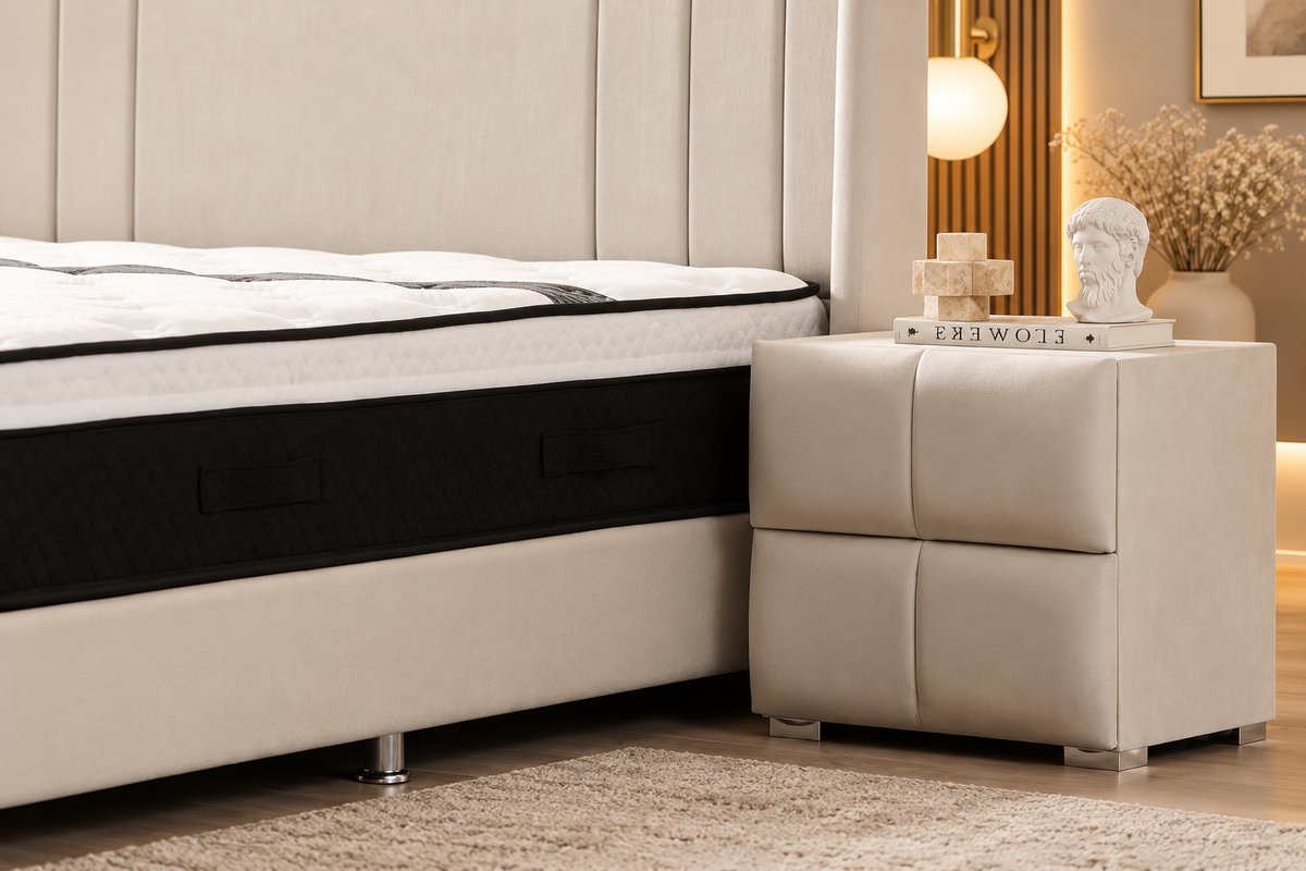 Chevet TOKYO Velours Blanc Cassé