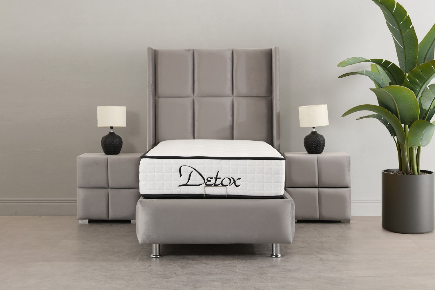 Lit Coffre Enfant RIO GRIS - Velours