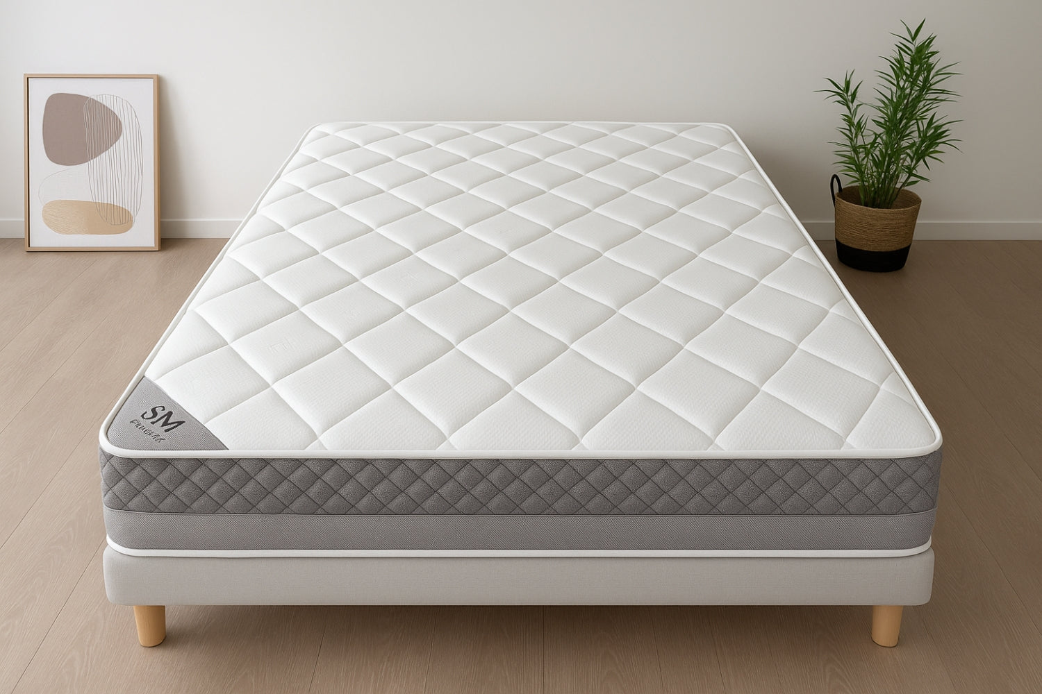 PACK COMPLET HUGO GRIS 160X200 + Matelas 20cm
