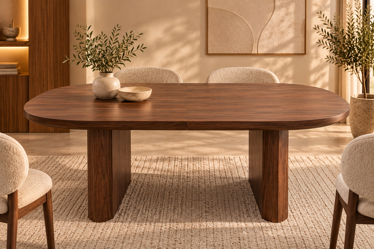 Table à manger SOPHIA extensible Céramique bois noyer