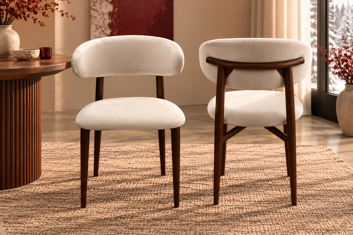 Chaise bohème Noyer velours bois noyer