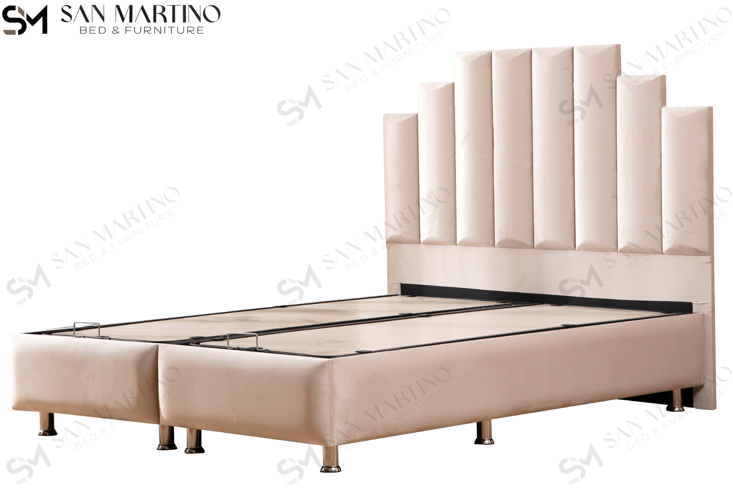 Lit Coffre NATURA BEIGE - Velours